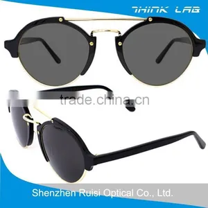 High End Sunglasses 2016 Acetate Aviator Sunglasses With Gold Metal Bridge thumbnail-2