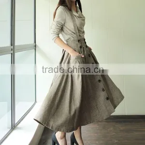 2016 Fashion Brand Women Linen Cotton Long Skirts Elastic Waist Pleated Maxi Skirts Beach Boho Vintage Summer Skirts thumbnail-1