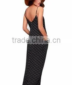 Women V Neck Spaghetti Strap Summer Beach Long Maxi Dress thumbnail-2