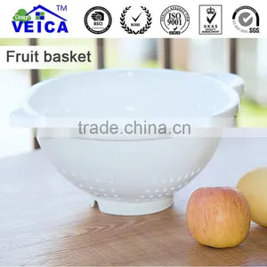 White Plastic Colander Strainer Sieve Kitchen Fruit and Vegatable Basket thumbnail-1