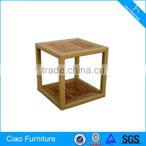 Square Outdoor Teakwood Table Wicker Furniture thumbnail-1