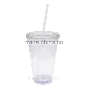 Plastic Tumbler Cup With Straw And Lid, PP Plastic Type And Plastic Material Disposable thumbnail-3