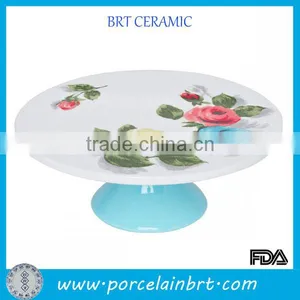 Elegant Roses Round Ceramic Wholesale Cake Stands thumbnail-1