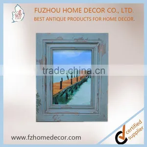Promotional Shabby Chic Wood Printing Photo Frame With Blue Colour for Home Decoration thumbnail-6