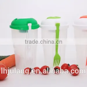 Wholesale BPA-Free Plastic Salad Shaker /plastic Salad Cup With Fork&dressing thumbnail-3