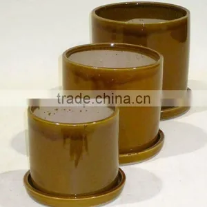 Newest 3pcs Ceramic Purple Glazed Flower Pot thumbnail-1