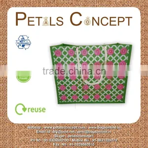 Natural Jute Tote Bag With Flora Print & Twisted Rope Handle thumbnail-1