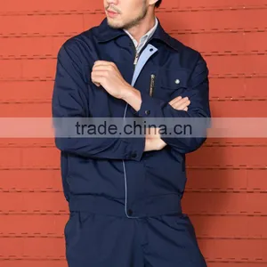 Unisex Navy Blue Cotton Twill With Zip Flap Buttons Work Jacket thumbnail-4