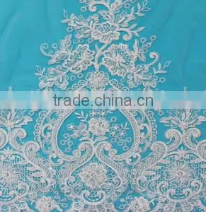 High Level Border Embroidered Pearl Lace for Bridal Dress thumbnail-2