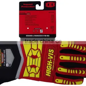 EN388 3541 Level 5 Cut Proof Anti Slip High Visibility Rigging Oil and Gas High Impact Protective Working Gloves thumbnail-1