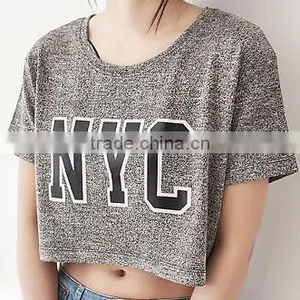 2016 Summer New Fashion China Factory Crop Top Ladies t Shirt thumbnail-1