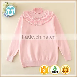Girls Sweaters 2017 Spring Pink Turtleneck Clothes Woolen Sweater Designs for Children Sweater Designs for Kids Machine Knitted thumbnail-1