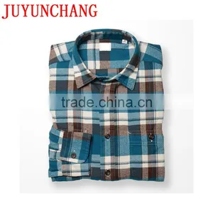 New Fashion 100% Cotton Checked High Quality Casual Long Sleeve Flannel Shirts for Men thumbnail-1