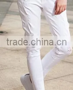 Runwaylover EY0621P Custom Newest Fashion Stretch White Holes Denim Jeans Women Negotiate Price thumbnail-1
