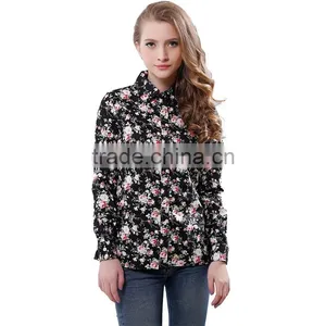 Hot Sale High Quality Fancy Floral Soft Casual Shirt for Women thumbnail-6