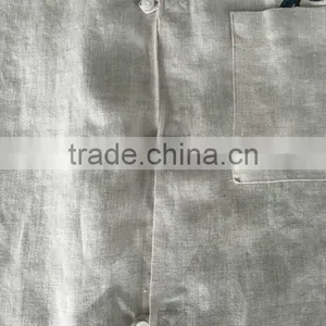 Beige Linen Mandarin Collar Special Buttonhole Mens Casual Dress Shirts thumbnail-4