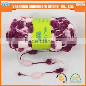Oeko Tex Fancy Yarn Supplier Shingmore Bridge Cheap Sales High Quality Polyester Thick Yarn With Pompom thumbnail-4