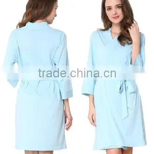 Cheap Short Blue Modal Kimono Bathrobe thumbnail-1