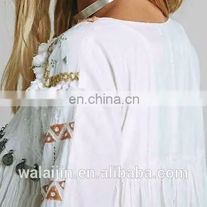 High Quality White Embroidery Tops for Lady,fashion Babydoll Blouse Designs thumbnail-6