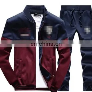 China Supplier Online Shopping Men's Baseball Collar Sweater Suit Set Loose Casual Sports Suit thumbnail-3