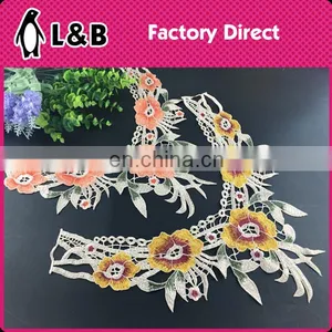 B-018 Colorful Collar Tshirt Design Simple Lace Saree Blouse Back Neck Designs Embroidery Neck Lace thumbnail-1