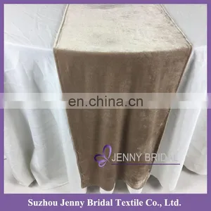 TR039A JENNY BRIDAL Gold Velvet Fabric Table Tunner thumbnail-2