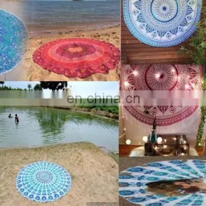 Indian Round Mandala Table Cloth Beach Throw Hippie Yoga Mat Towel Bohemian 72" Round Table Cover Throw Wholesale Lot ROUND Art thumbnail-1