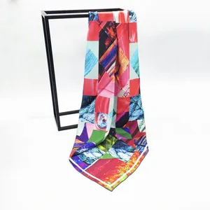 Good Quality Wholesale Custom Digital Print New Twill Silk Scarf thumbnail-1