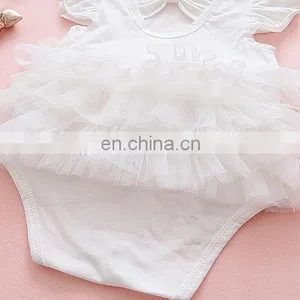 Wholesale Baby Girls Cotton Clothes Princess Ruffle Birthday Baby Girls Party Romper thumbnail-2
