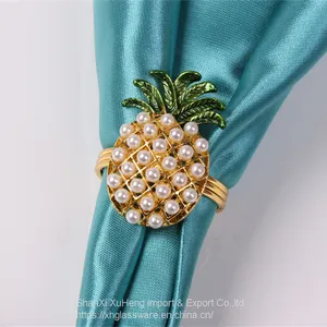 Gold Pineapple Napkin Rings Holder for Wedding Birthday Christmas Holiday Family Gathering Banquet thumbnail-5