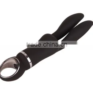 Black Cute Bunny Sex Toy Silicone Waterproof Multi Function Clit g Spot Stimulating Rabbit Ear Vibrator for Women thumbnail-1