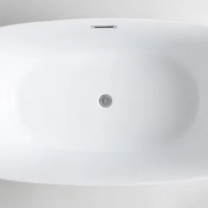 Top Quality Artificial Stone 1.35m Small Size Freestanding Acrylic Solid Surface Stone Bathtub for Bathroom thumbnail-3