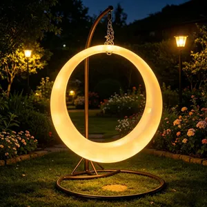 Garden Patio Event Party 16 Colors Changing Patio Garden Hanging Swing White Plastic Modern Led Illuminated Outdoor Swing Chair thumbnail-5