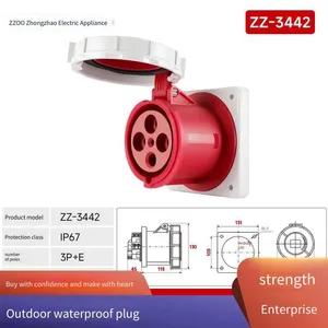Zhongzhao Outdoor 3-core Industrial Plug With High Current, Industrial Plug and Socket, 125a, ul Certified, ce Certified thumbnail-2