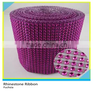 Orange Plastic Rhinestone Mesh 10 Yards 24 Rows Rhinestone Diamond Round Ribbon Roll thumbnail-6