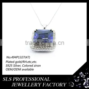2015 Beautiful Silver Pendant Big Stone Pendant Design With Purple Gemstone /crystal Pendant for Women Mother's Day Gift thumbnail-2