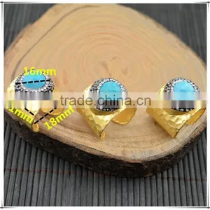 LFD-001R ~ Gold Plated Druzy Faceted Turquoise Stone Pave Rhinestone Crystal Rings For Women Jewelry Finding thumbnail-1