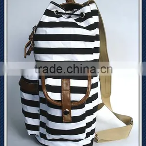 Printed Canvas Backpack Bag With pu Trim thumbnail-5