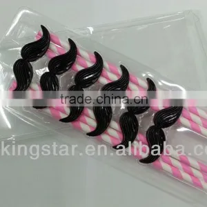 Factory Directly Supply - Eco Paper Straw With Plastic Mustache - USD0.105/pc Only thumbnail-1