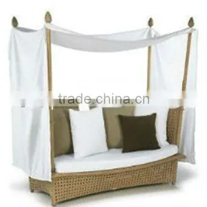 Aluminium Outdoor Rattan Day Bed With Canopy thumbnail-1