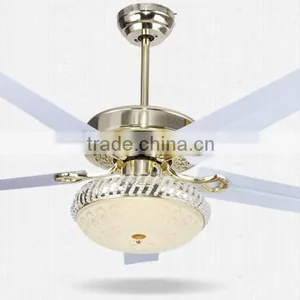 Modern White Gloden Ceiling Fan Light thumbnail-3