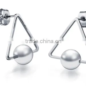Wholesale Fashion Jewelry for Ladies Triangle Shell Pearl Earring thumbnail-2