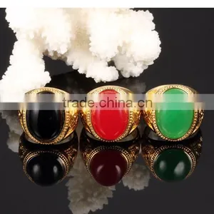 Copper Gold Plated Jewelry Stone Agate Ring Model Woman thumbnail-5