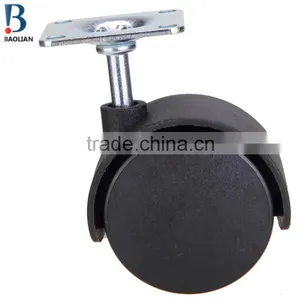 2015 Discount 2-inch Nylon Black Plastic Square Plate Double Swivel Furniture Caster Wheels thumbnail-5