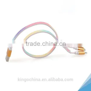 2016 New Product Funky Zipper Wire Data Line USB 2in 1 Cell Phone Data Cable thumbnail-3