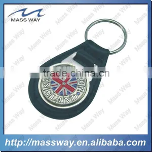 Blank Promotion Hot Sale Metal Zinc Alloy Brown Leather Keychain thumbnail-3