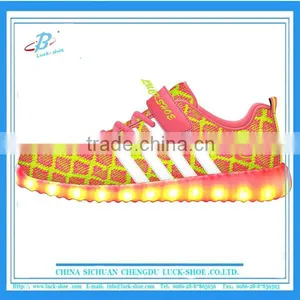Lovely Candy Color LED Children Shoes Flyknit Upper Kids Casual Shoe for Wholesale thumbnail-1