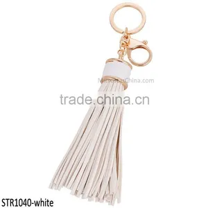 20cm PU Leather Tassel Keychain in Stock 6 Colors Plated Gold Key Chain thumbnail-6