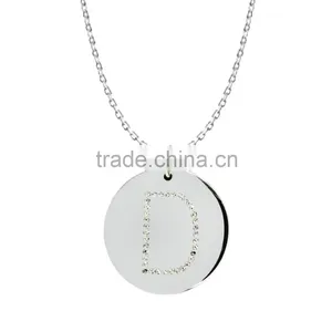 Silver/Brass in 14k White Gold or Rose Gold Collection in Italics Alphabet 'D' Customize Design Pendants thumbnail-1