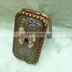 Vintage Style Butterfly Pocket Mirror With Rhinestone thumbnail-2